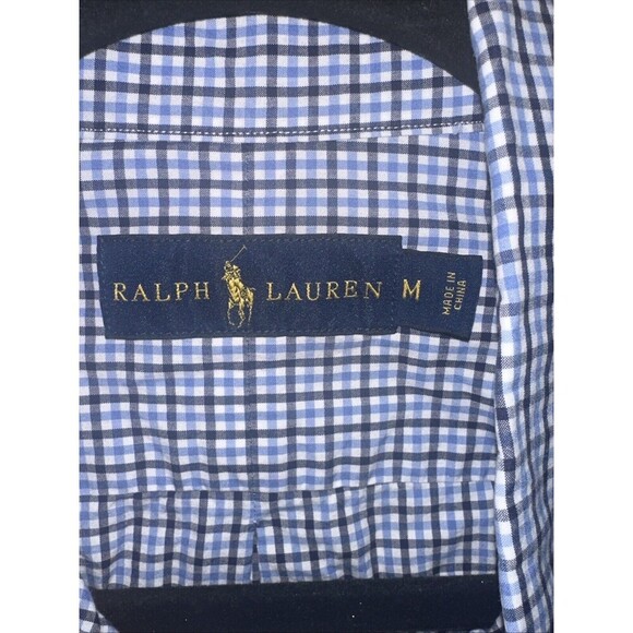 Polo Ralph Lauren Men Custom Fit Shirt Checked Heritage College WhiteBlue Size M - Picture 2 of 8